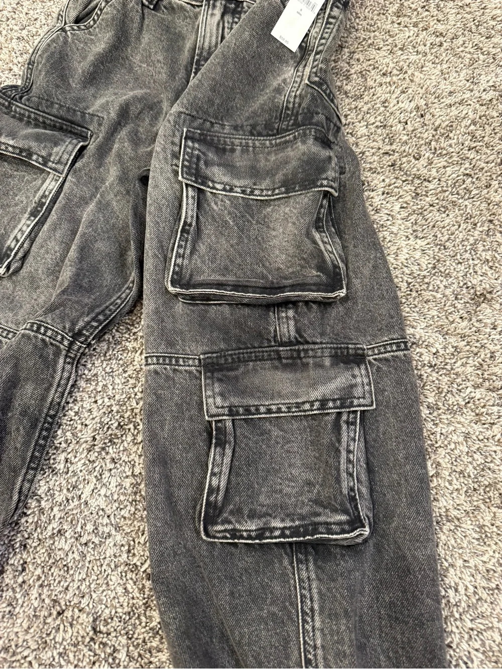 GAP Kids Baggy Cargo Jeans Black Wash Size 8 Slim NWT $59.95